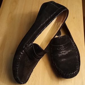 Vaneli Black Sparkly Slip On Leather Loafers size 9M